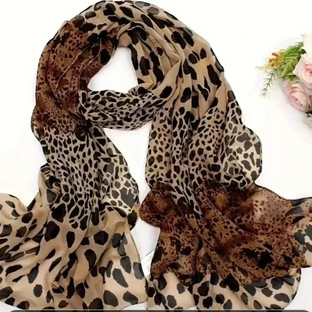 Boho Style Leopard Print Scarf - image 1